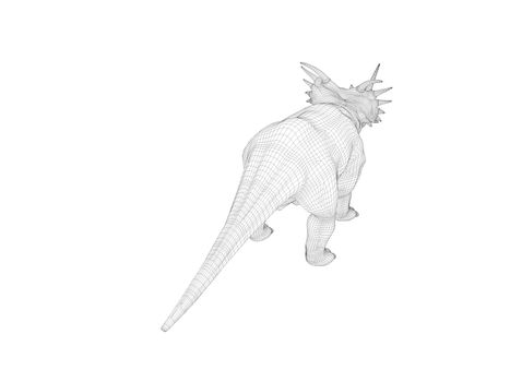 3d dinosaur wireframe (lines) isolated on a white back ground