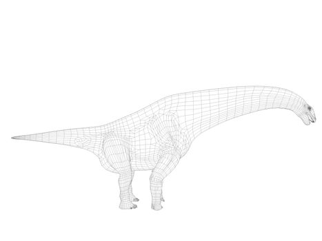 3d dinosaur wireframe (lines) isolated on a white back ground