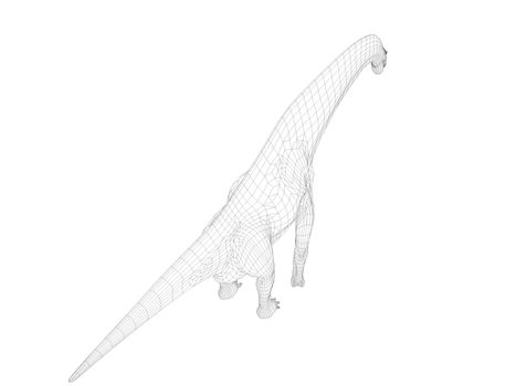 3d dinosaur wireframe (lines) isolated on a white back ground