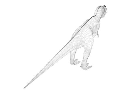 3d dinosaur wireframe (lines) isolated on a white back ground