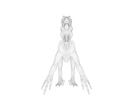 3d dinosaur wireframe (lines) isolated on a white back ground