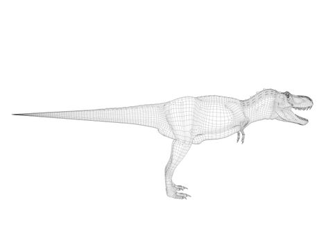 3d dinosaur wireframe (lines) isolated on a white back ground