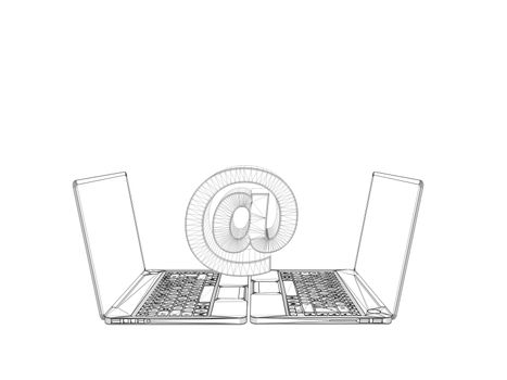 laptop wireframe illustration isolated on white background