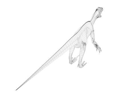 3d dinosaur wireframe (lines) isolated on a white back ground