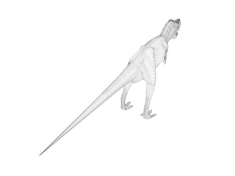 3d dinosaur wireframe (lines) isolated on a white back ground