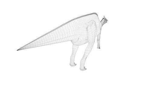 3d dinosaur wireframe (lines) isolated on a white back ground