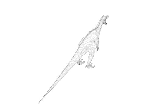 3d dinosaur wireframe (lines) isolated on a white back ground