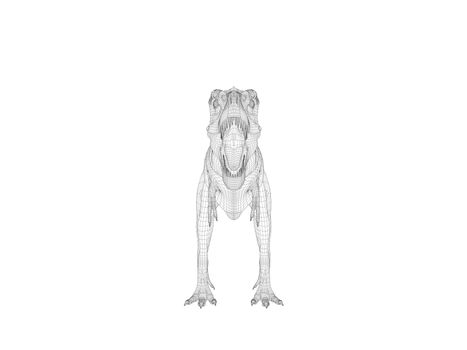 3d dinosaur wireframe (lines) isolated on a white back ground