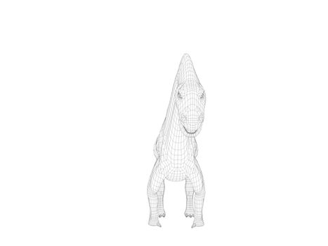 3d dinosaur wireframe (lines) isolated on a white back ground