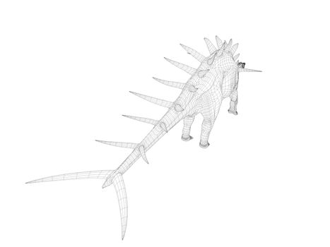 3d dinosaur wireframe (lines) isolated on a white back ground