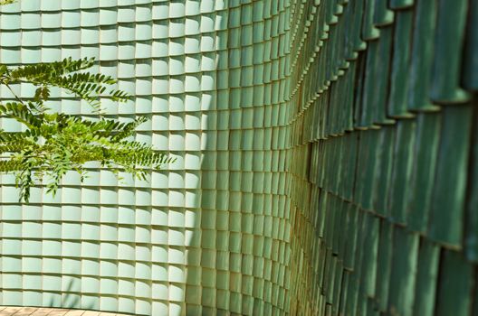 Traditional chinese green glazed tile wall in the garden