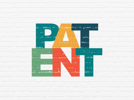 Law concept: Painted multicolor text Patent on White Brick wall background