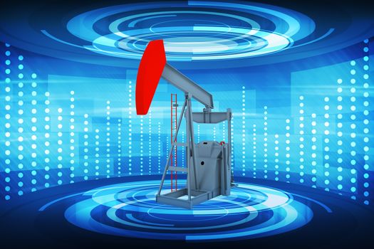Picture of pumping unit on abstract blue background