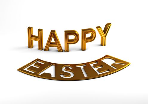Dimensional inscription Happy Easter on white background