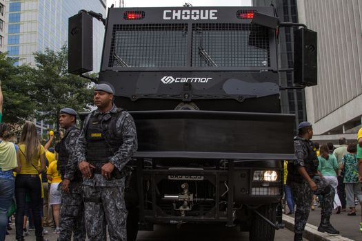 Sao Paulo Brazil March 13, 2016: A couple of unidentified police