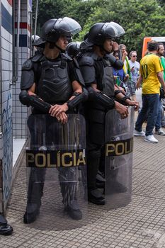 Sao Paulo Brazil March 13, 2016: A couple of unidentified police