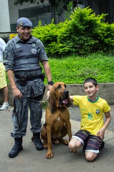 Sao Paulo Brazil March 13, 2016: One unidentified police officer