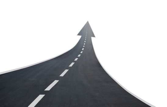 Road going up llike arrow isolated on white background