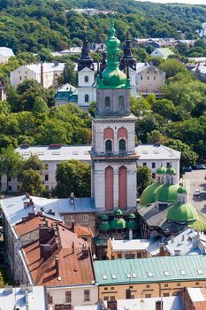 urban landscape, view from above the rooftops