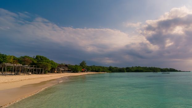 In the picture a beautiful beach of Zanzibar in the evening, republic of Tanzania.