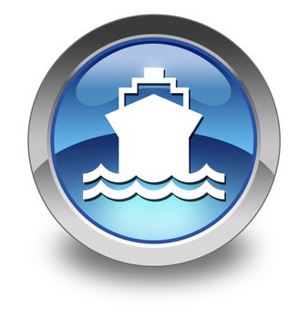 Icon, Button, Pictogram with Ship, Water Transportation symbol