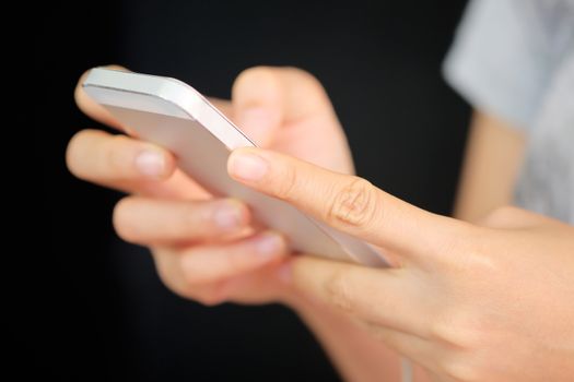 Close up of young woman using a smartphone,Social Media Life
