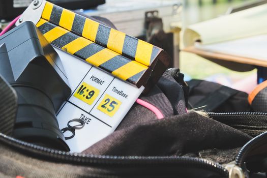 behind the scene,Film Slate on set