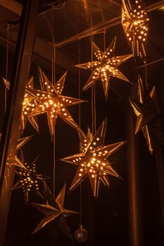 Hanging star lantern light background during the holiday season