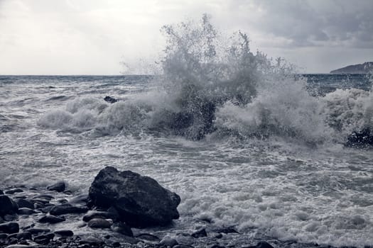 High waves at the coast after a storm