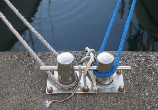 Landfast with rope on a ferry deck