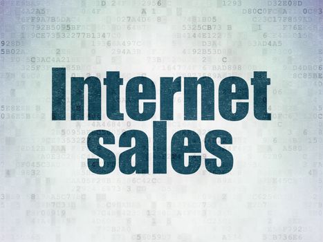 Advertising concept: Painted blue word Internet Sales on Digital Paper background
