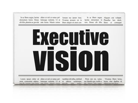 Finance concept: newspaper headline Executive Vision on White background, 3d render