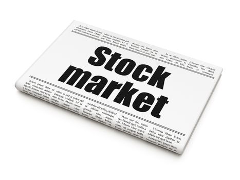 Business concept: newspaper headline Stock Market on White background, 3d render