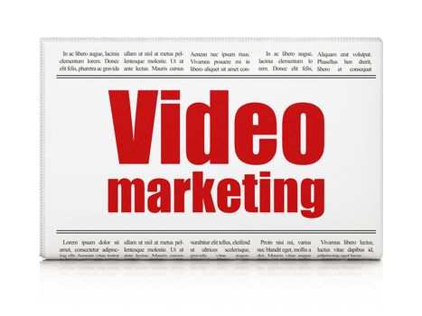 Business concept: newspaper headline Video Marketing on White background, 3d render