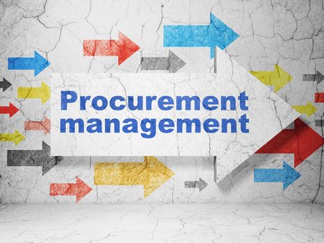Business concept:  arrow with Procurement Management on grunge textured concrete wall background