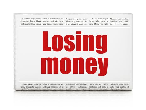 Banking concept: newspaper headline Losing Money on White background, 3d render