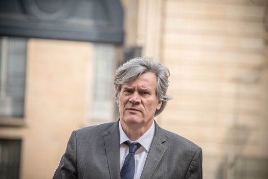 FRANCE, Paris: French Agriculture minister and Government spokesperson Stephane Le Foll  arrives at the hotel de Matignon, in Paris, to attend an interministerial meeting, on March 18, 2016.