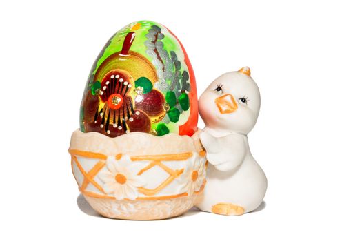 The photograph shows a easter egg on white background