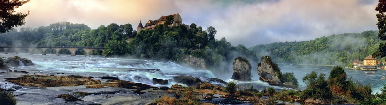 Famous big european Rhinefalls in Schaffhausen, Switzerland