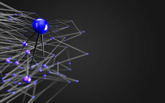 Abstract polygonal space low poly dark background with connecting dots and lines. Connection structure.