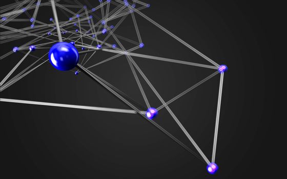 Abstract polygonal space low poly dark background with connecting dots and lines. Connection structure.