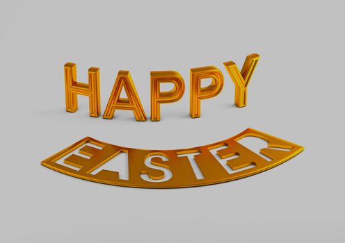 Dimensional inscription Happy Easter on white background