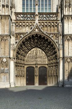 Main portal at the cathedral of Our Lady in Antwerp, Belgium 