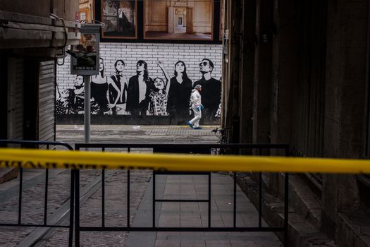 TURKEY, Istanbul: Police secure the area following a suicide bombing in a major shopping and tourist district at Istiklal street in the central part of the city on March 19, 2016 in Istanbul, Turkey. The explosion killed at least five people and left many injured.