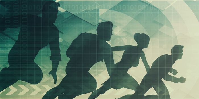 Silhouettes of Business People with Teamwork Concept