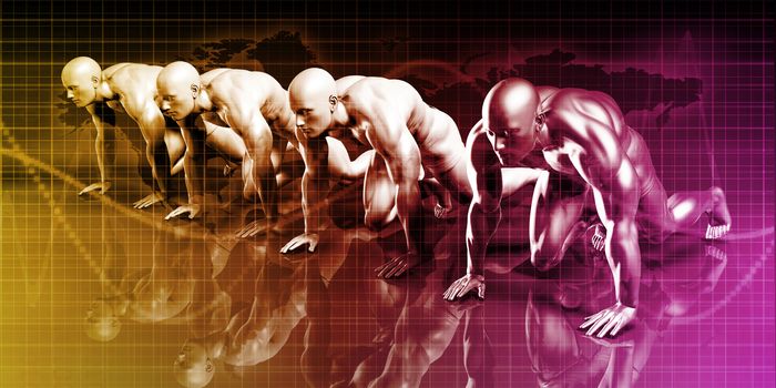 Futuristic Business Company with Robots Ready to Compete