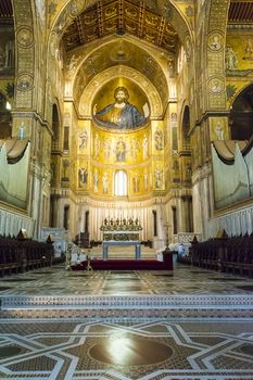 Monreale, Palermo Italy - April 13 2015 Interior of the cathedral Santa Maria Nuova of Monreale on April 13 2015 in Monreale near Palermo in Sicily, Italy