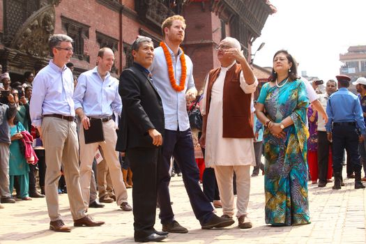 NEPAL, Kathmandu: Prince Harry arrives at Katmandu's Durbar Square on day two of his visit to Nepal on March 20, 2016 in Kathmandu, Nepal. Prince Harry is on a five day visit to Nepal, his first official tour of the country. 
