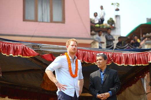 NEPAL, Kathmandu: Prince Harry arrives at Katmandu's Durbar Square on day two of his visit to Nepal on March 20, 2016 in Kathmandu, Nepal. Prince Harry is on a five day visit to Nepal, his first official tour of the country. 