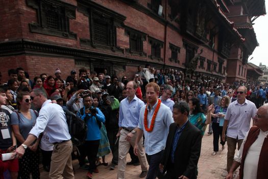 NEPAL, Kathmandu: Prince Harry arrives at Katmandu's Durbar Square on day two of his visit to Nepal on March 20, 2016 in Kathmandu, Nepal. Prince Harry is on a five day visit to Nepal, his first official tour of the country. 